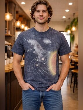 The Mountain Solar System Galaxy Moon T Shirt Tie Dye Space Graphic Mens M Y2K